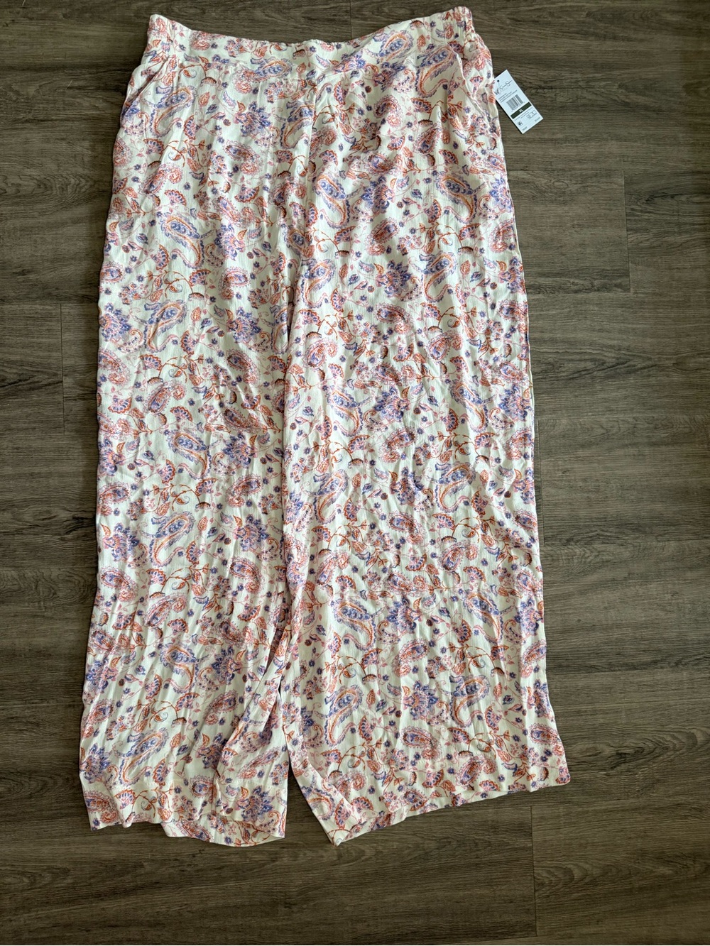 Jessica Simpson Gardenia Paisley Wide Leg Soft Pants XL NWT Boho Lounge Pull-On
